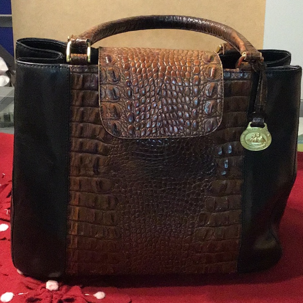 Brahim leather handbag 👜 Brown croc & Black EUC